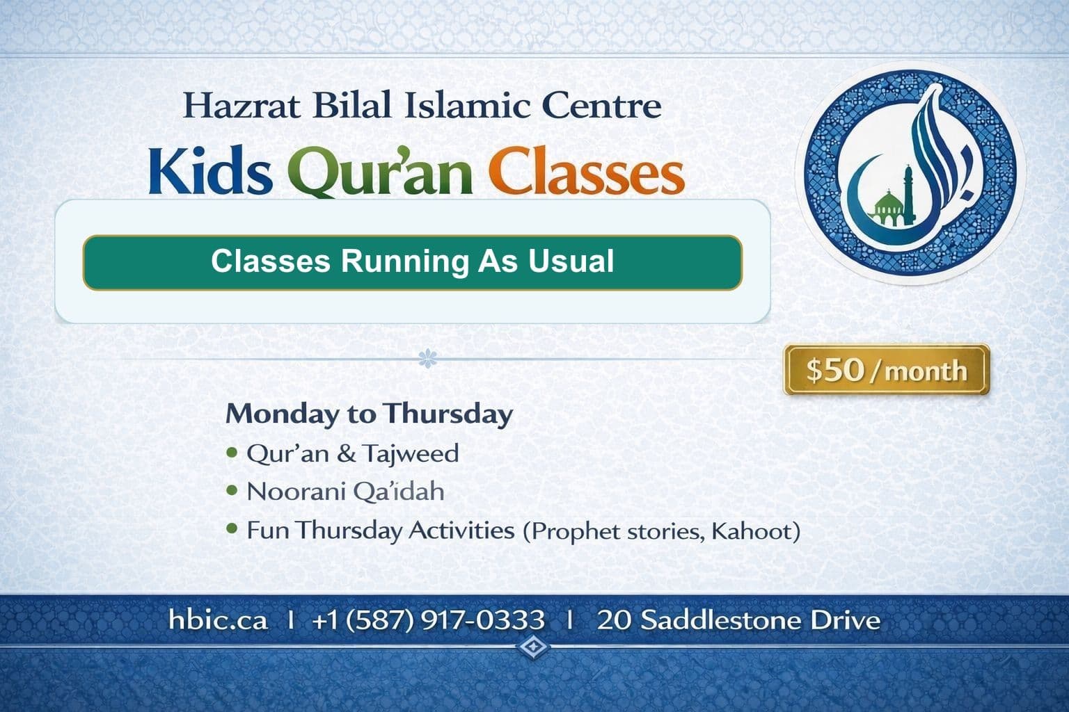 Kids Qur'an Classes at HBIC